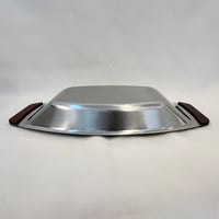 Image 8 of Grand plat rectangulaire en inox et teck Braun & Kemmler West Germany 1970 Design Bauhaus