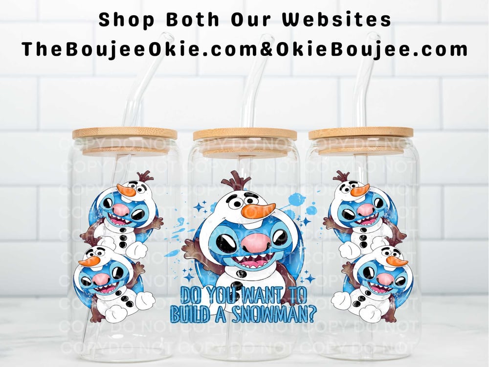 Image of Stitch Snowman or Stitch Grinch Uv Dtf Wrap Choice of 2 Christmas/Winter Designs W0814