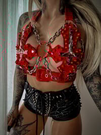 Image 7 of Temptation Crucify Bra - Red Snake