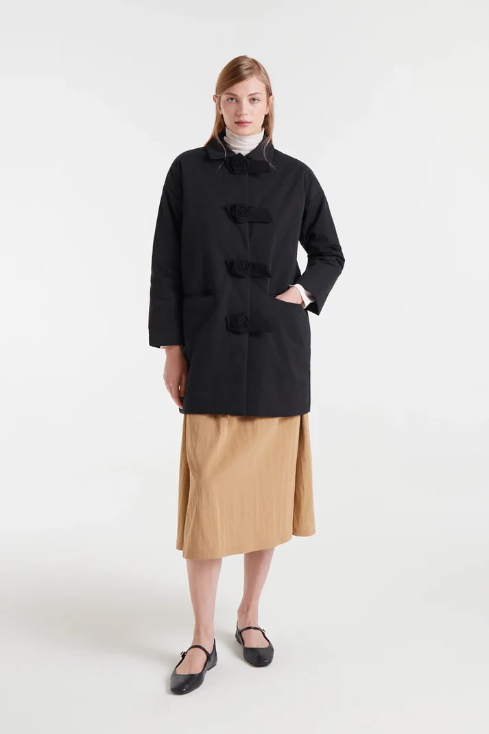 Image of 4-Abrigo midi negro