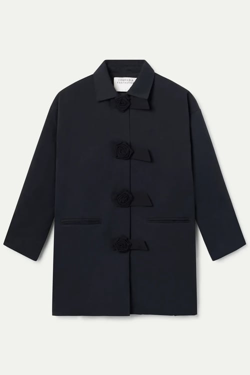 Image of 4-Abrigo midi negro