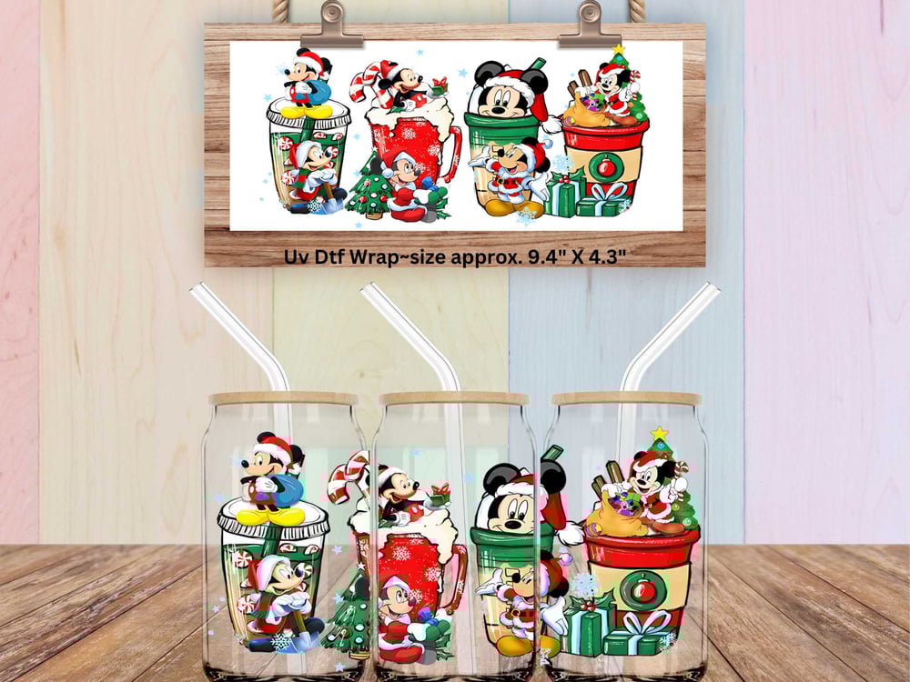 Image of Christmas Mickey & Friends Uv Dtf Wraps 3 to Choose From ! W0712