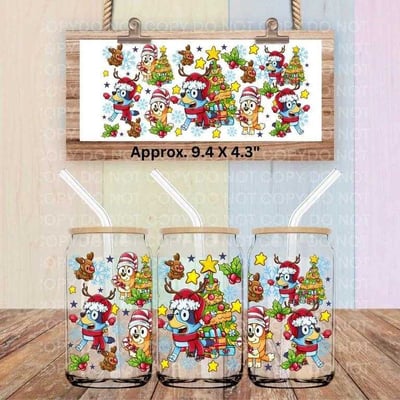 Image of Bluey Christmas Uv Dtf Wraps Choice of 2  W0838