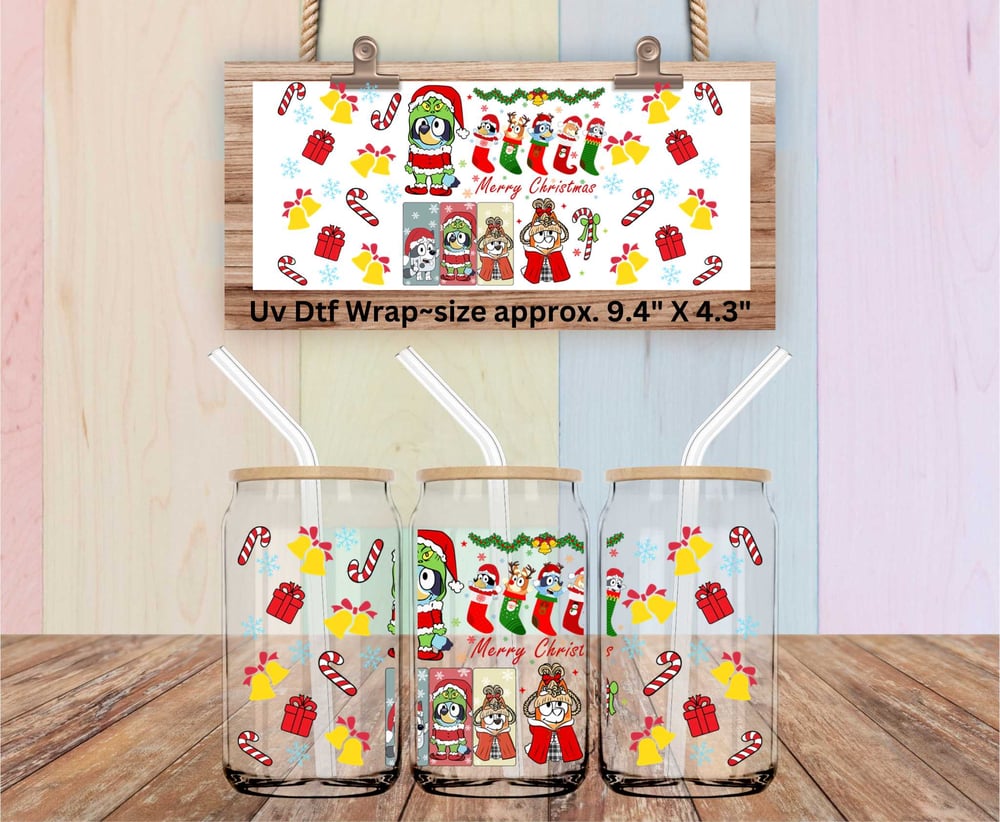 Image of Bluey Christmas Uv Dtf Wraps Choice of 2  W0838