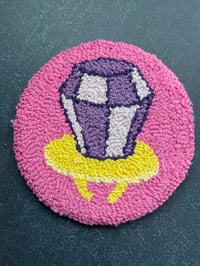 Image 2 of Handmade Ring Pop Punch Needle Coaster – Retro Candy-Inspired Mug Rug (Choose Your Color)