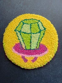 Image 3 of Handmade Ring Pop Punch Needle Coaster – Retro Candy-Inspired Mug Rug (Choose Your Color)