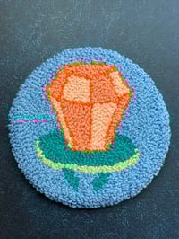 Image 4 of Handmade Ring Pop Punch Needle Coaster – Retro Candy-Inspired Mug Rug (Choose Your Color)