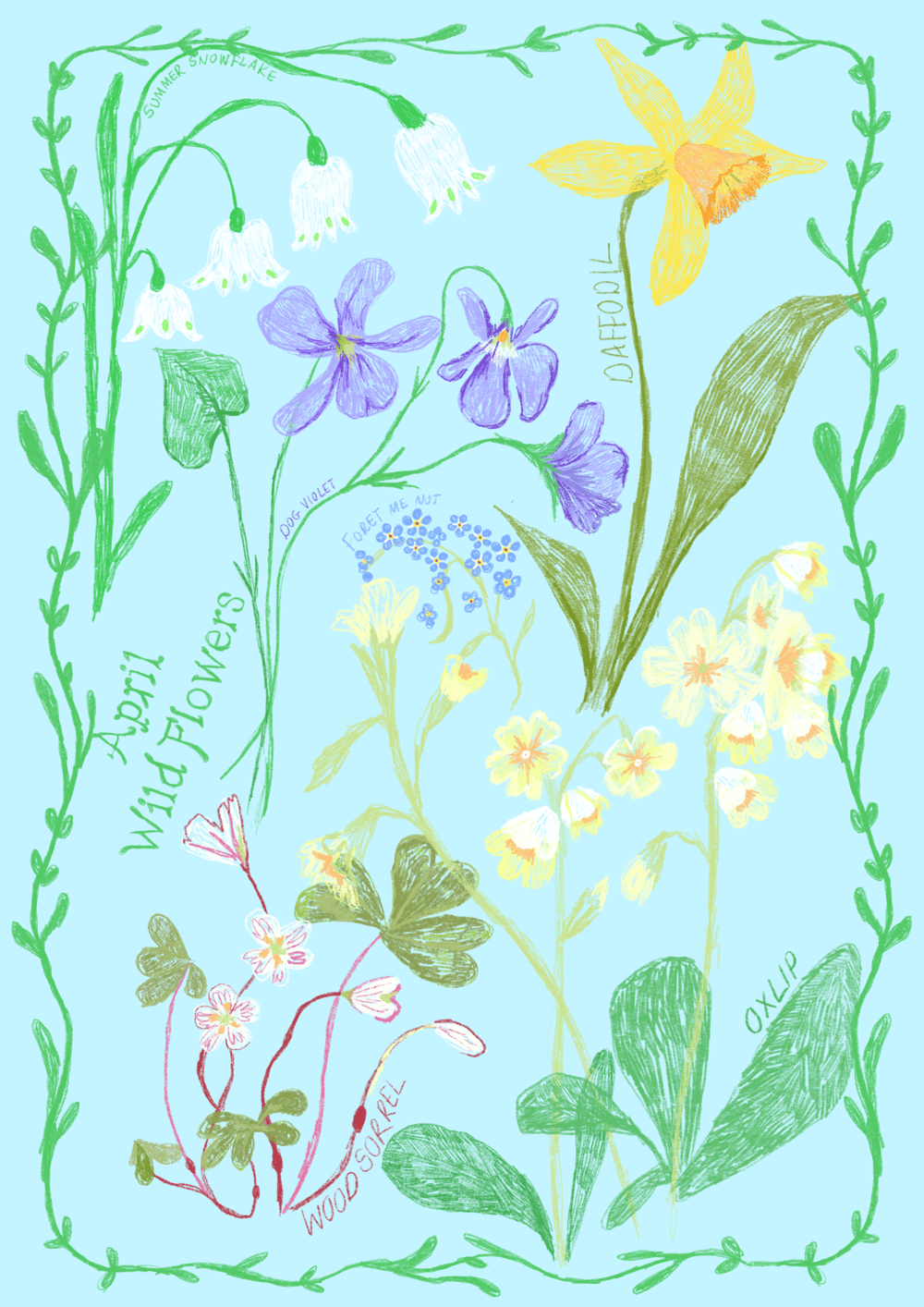Image of April wild flowers print 