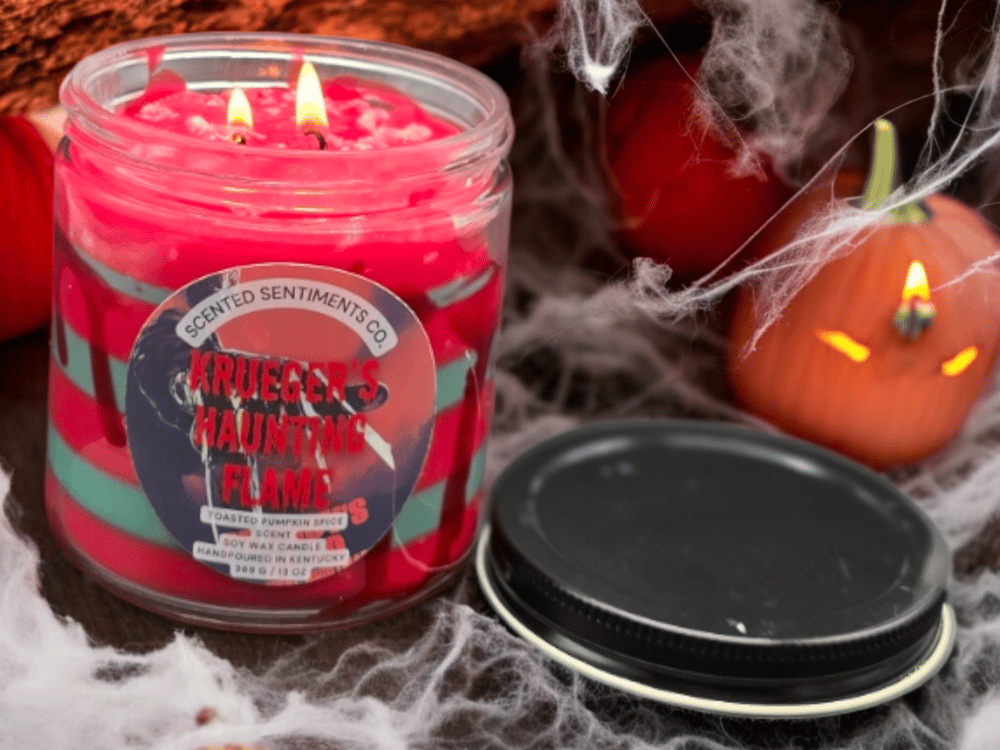 Image of Halloween Candle| Soy Wax Candle| Toasted Pumpkin Spice| Krueger's Haunting Flame| Slasher Horror