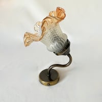 Image 3 of Applique murale vintage col de cygne DISDEROT DELMAS en laiton et tulipe opaline fleur 