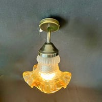 Image 4 of Applique murale vintage col de cygne DISDEROT DELMAS en laiton et tulipe opaline fleur 