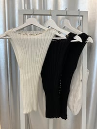 Image 3 of Mohair white boat neck top with Pearl buttons 