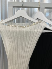 Image 5 of Mohair white boat neck top with Pearl buttons