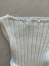 Image 1 of Mohair white boat neck top with Pearl buttons 