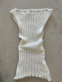 Image 2 of Mohair white boat neck top with Pearl buttons 