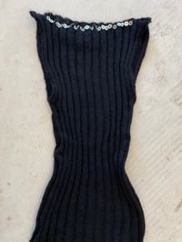 Image 3 of Mohair black  boat neck top with Pearl buttons 