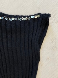 Image 5 of Mohair black  boat neck top with Pearl buttons 