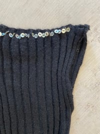 Image 4 of Mohair black  boat neck top with Pearl buttons