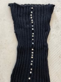 Image 1 of Mohair black  boat neck top with Pearl buttons in front 