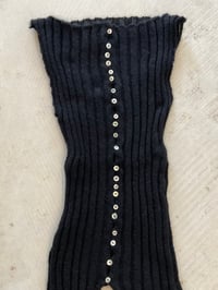Image 3 of Mohair black  boat neck top with Pearl buttons in front 