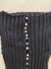Image 4 of Mohair black  boat neck top with Pearl buttons in front