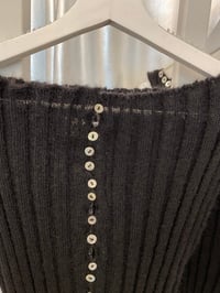 Image 5 of Mohair black  boat neck top with Pearl buttons in front 