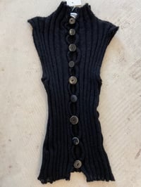 Image 1 of Mohair black  boat neck top with vintage buttons in front