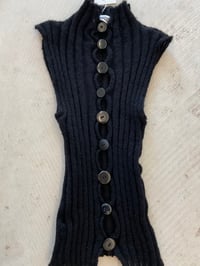 Image 2 of Mohair black  boat neck top with vintage buttons in front