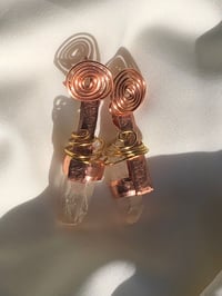 Image 1 of Copper Spiral Quartz Earrings