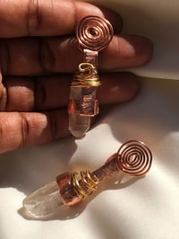 Image 4 of Copper Spiral Quartz Earrings