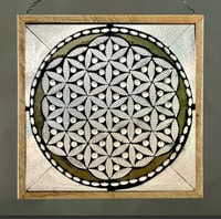Image 1 of  Clear textured Flower of Life glass mosaic with grout.