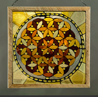 Image 2 of  Clear textured Flower of Life glass mosaic with grout.