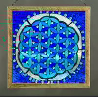 Image 3 of  Clear textured Flower of Life glass mosaic with grout.