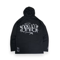 Image 2 of FLOW TAG HOODED RASH GUARD - BLK