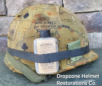 Image 4 of Vietnam USMC M-1 Helmet & 1965 Liner Mitchell Camo Cover. 1959 dated sweatband.