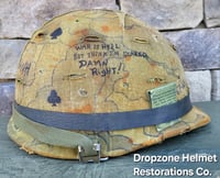 Image 9 of Vietnam USMC M-1 Helmet & 1965 Liner Mitchell Camo Cover. 1959 dated sweatband.