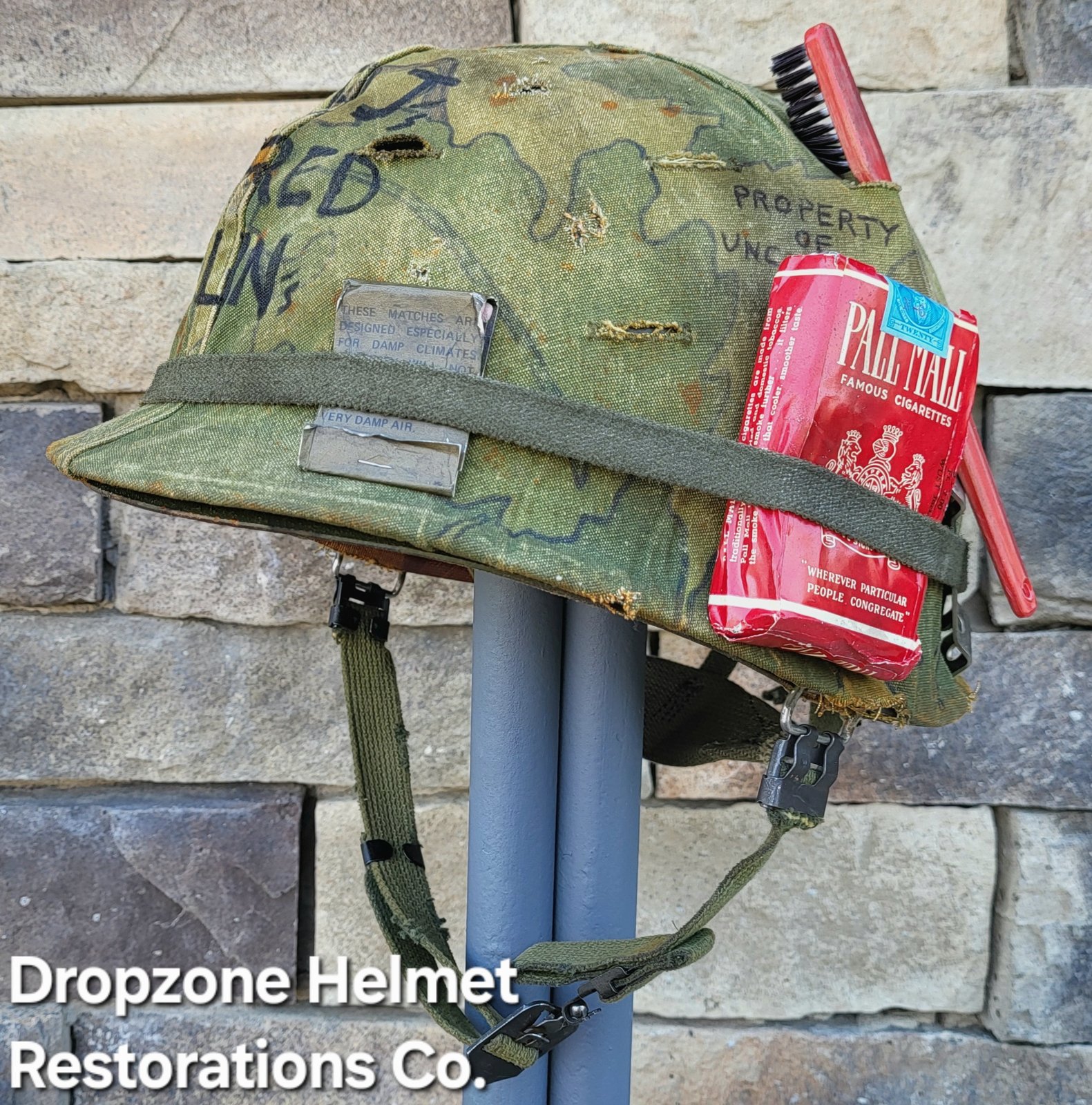Vietnam M-1 Helmet & 1966 Liner Mitchell Camo Cover. 1967