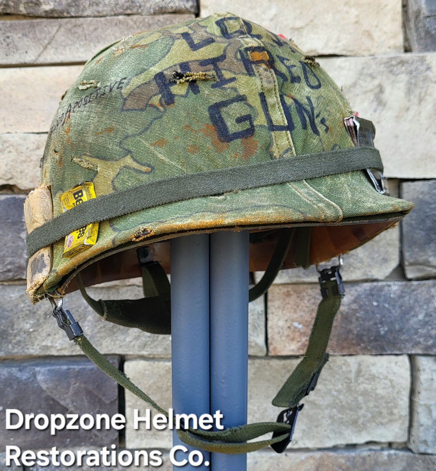 Vietnam M-1 Helmet & 1966 Liner Mitchell Camo Cover. 1967