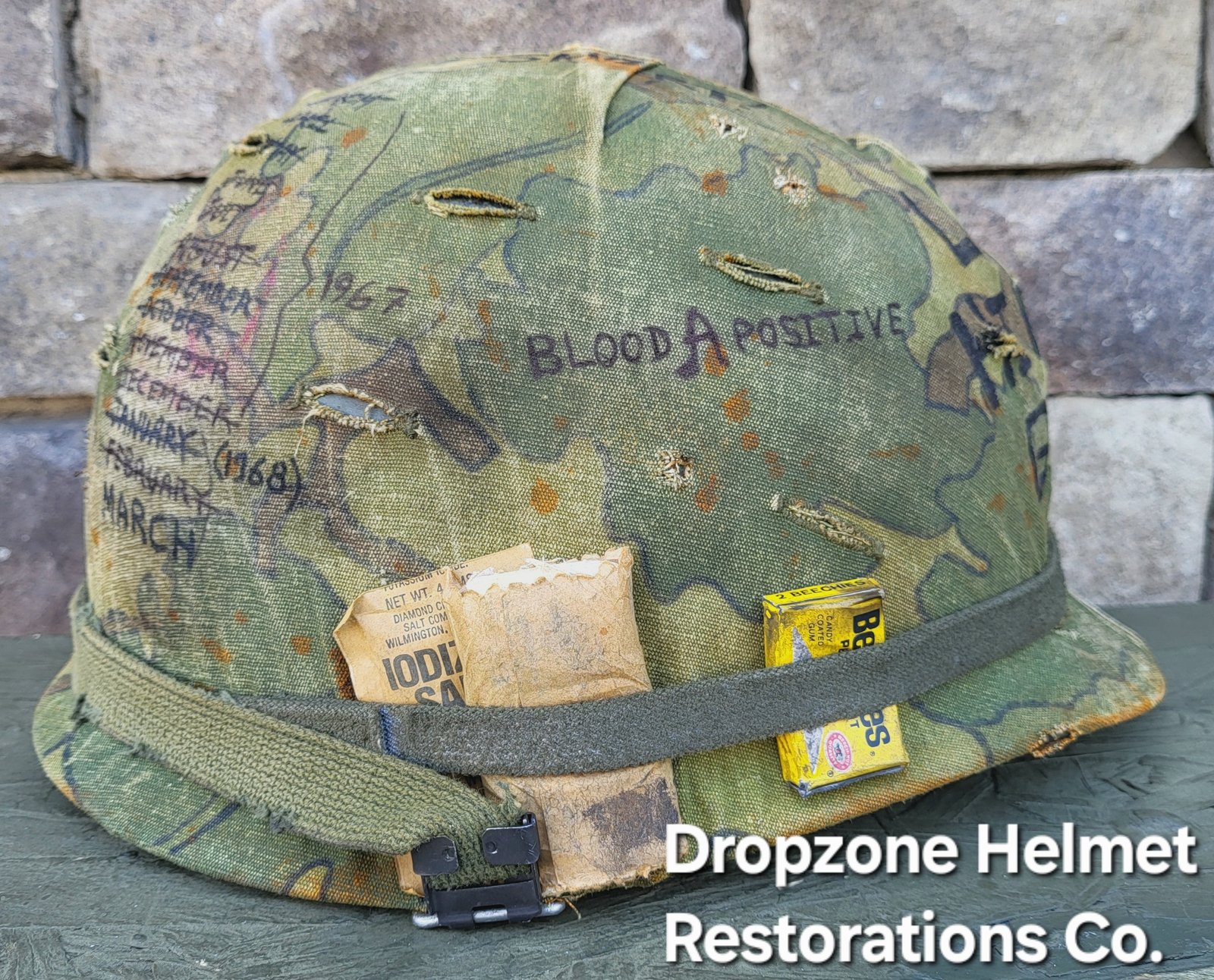 Vietnam M-1 Helmet & 1966 Liner Mitchell Camo Cover. 1967