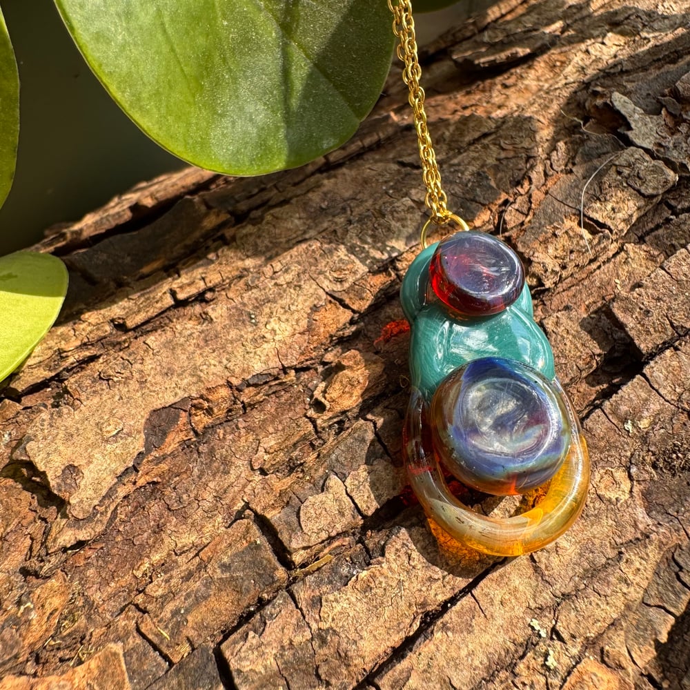 Aqua Amber Circles Pendant 