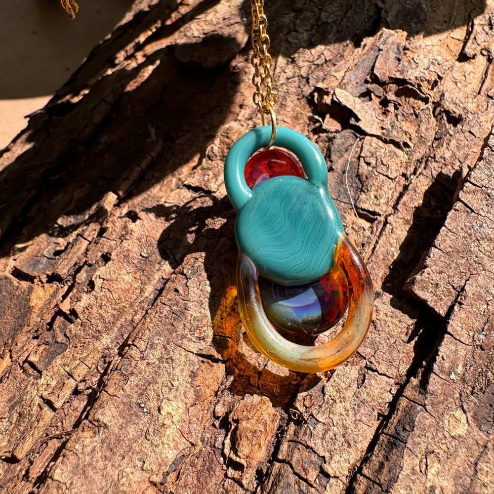 Aqua Amber Circles Pendant