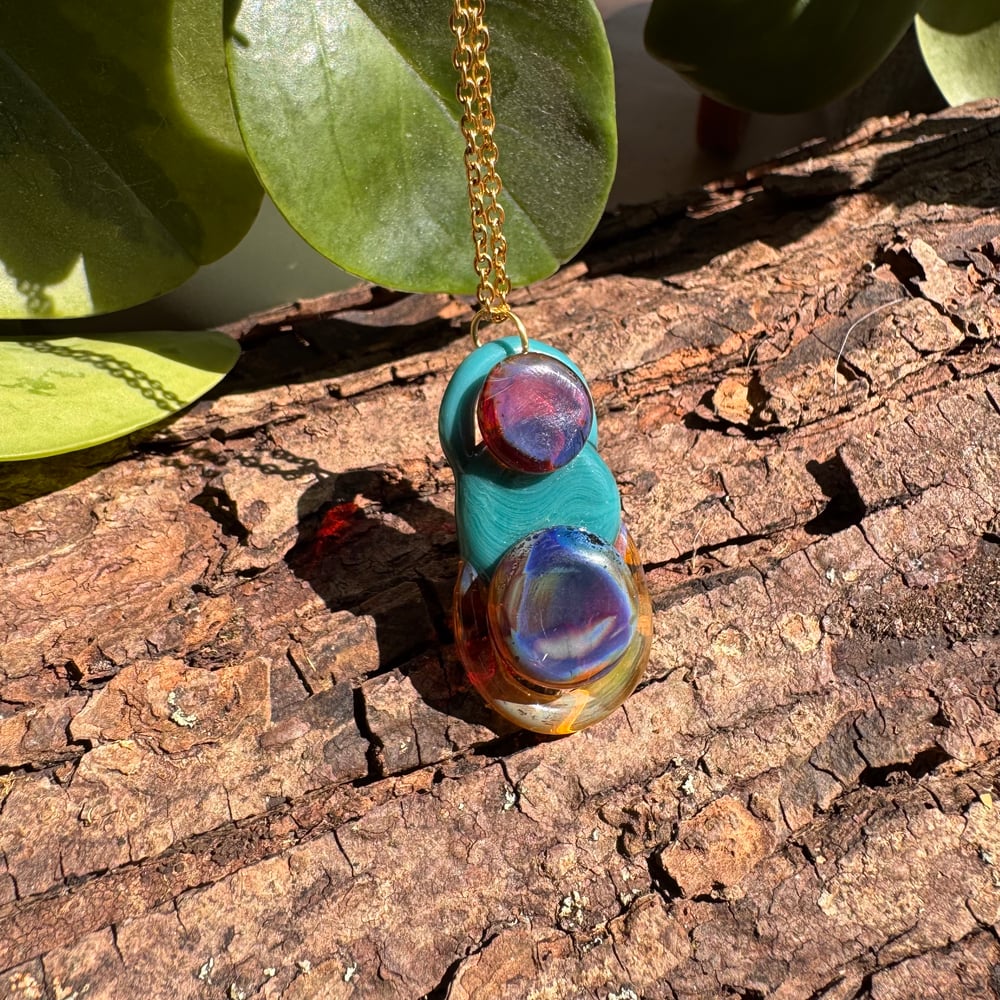 Aqua Amber Circles Pendant