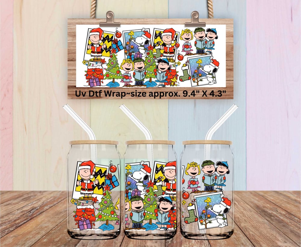 Image of Christmas Peanuts Charlie Brown Snoopy Uv Dtf Wrap W0629