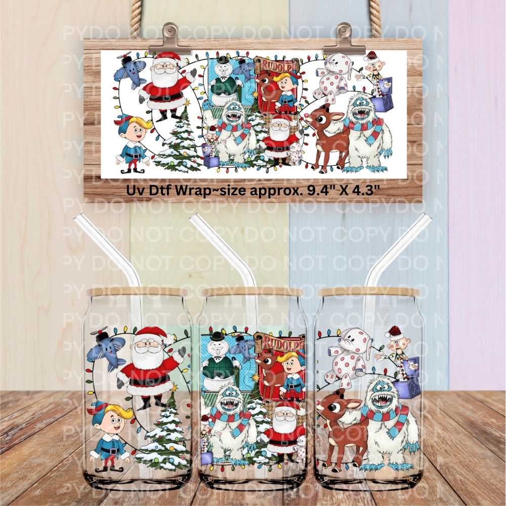 Image of Vintage Rudolph Christmas Uv Dtf Wrap W0672
