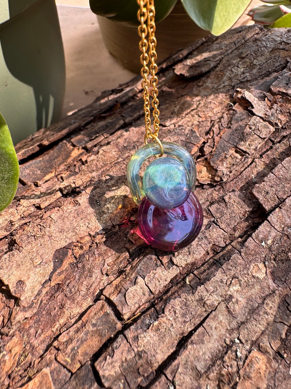 Sea Foam & Purple Circles Pendant