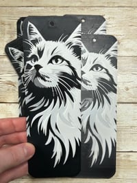 Image 1 of 3D Printed Cat Bookmark – Black & Grey Design