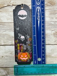 Image 3 of Halloween Skull & Graveyard Bookmark – Spooky Night Design 💀🌕🎃
