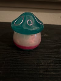 Image 1 of Teal pink swirl mushroom keepsake/faux candle holder 