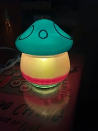 Image 2 of Teal pink swirl mushroom keepsake/faux candle holder 
