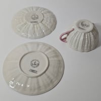 Image 2 of Scarce Antique Ulster Pottery Company Coalisland Parian Shell Trio c.1889